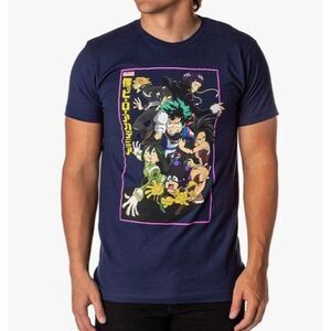 My Hero Academia Mens T-Shirt L Navy Blue Anime Boku No Hero Graphic Print